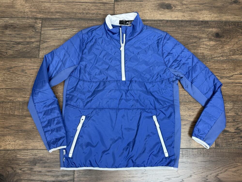 RLX Ralph Lauren Women's Blue White Golf Pullover Jacket Quarter Zip Sz S NWT